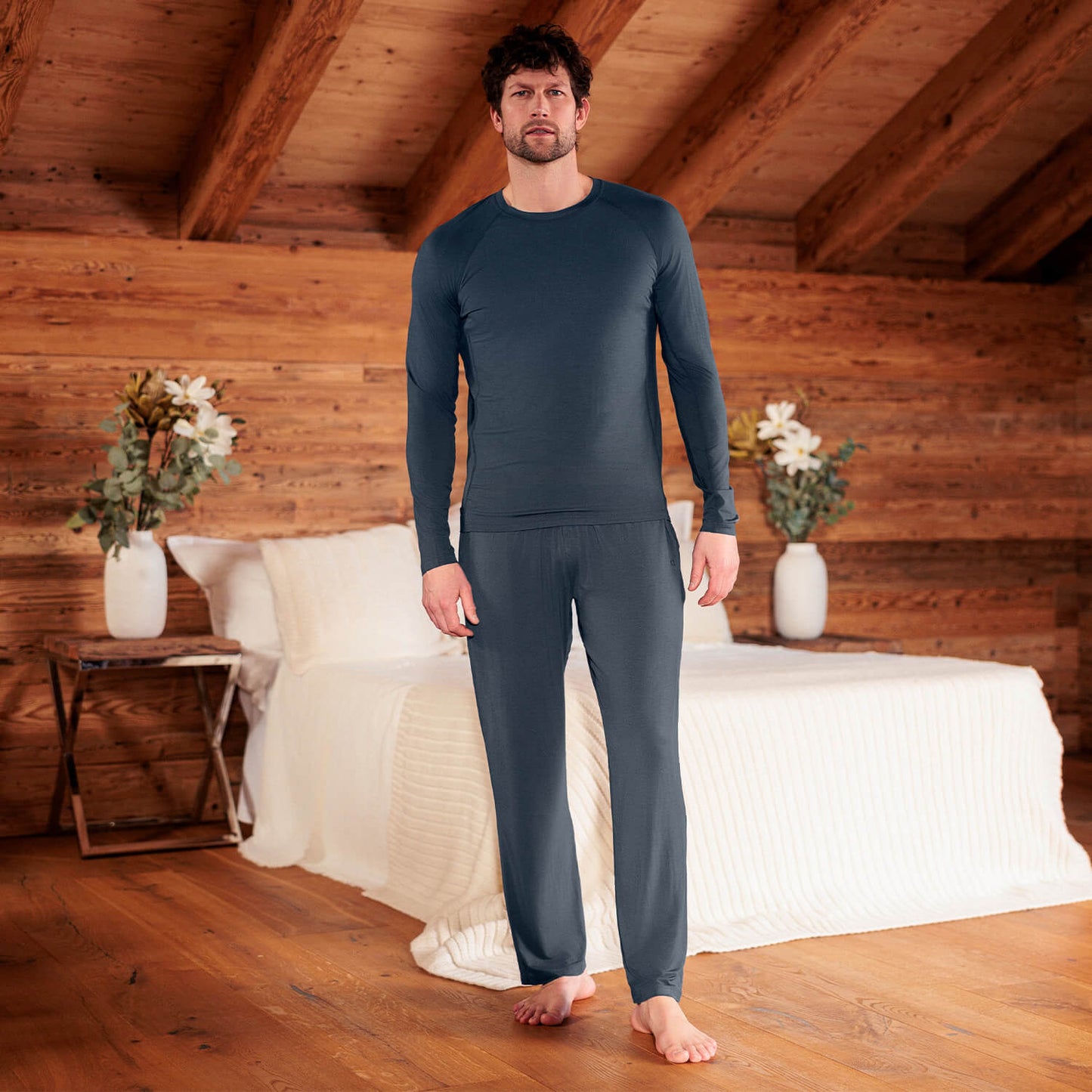 Wide pajama pants men || Deep grey
