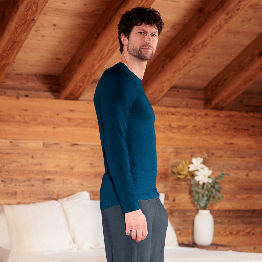 Pyjama shirt lange mouw heren  Deep Teal