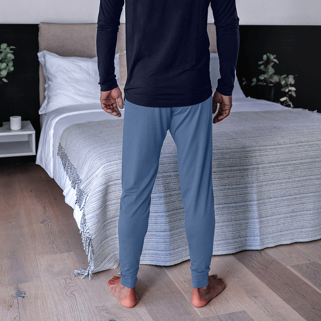 Sensitive skin pajama pants men || Ocean blue