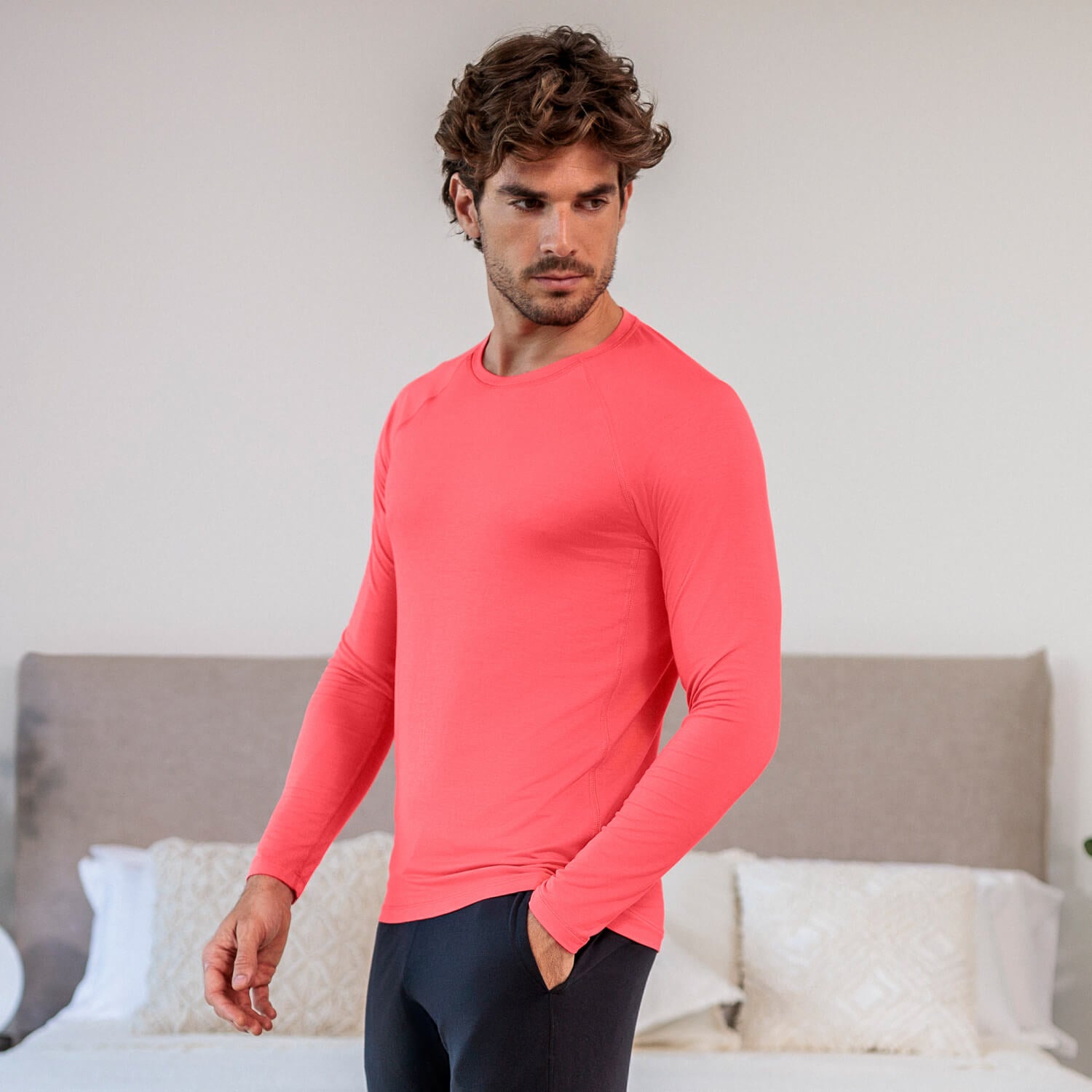 Long sleeve t-shirt men || Coral blaze