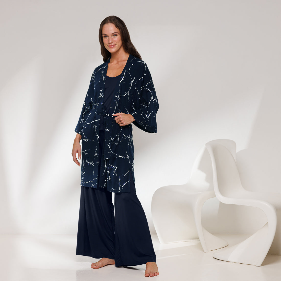 Cooling relaxwear kimono || Blue marble