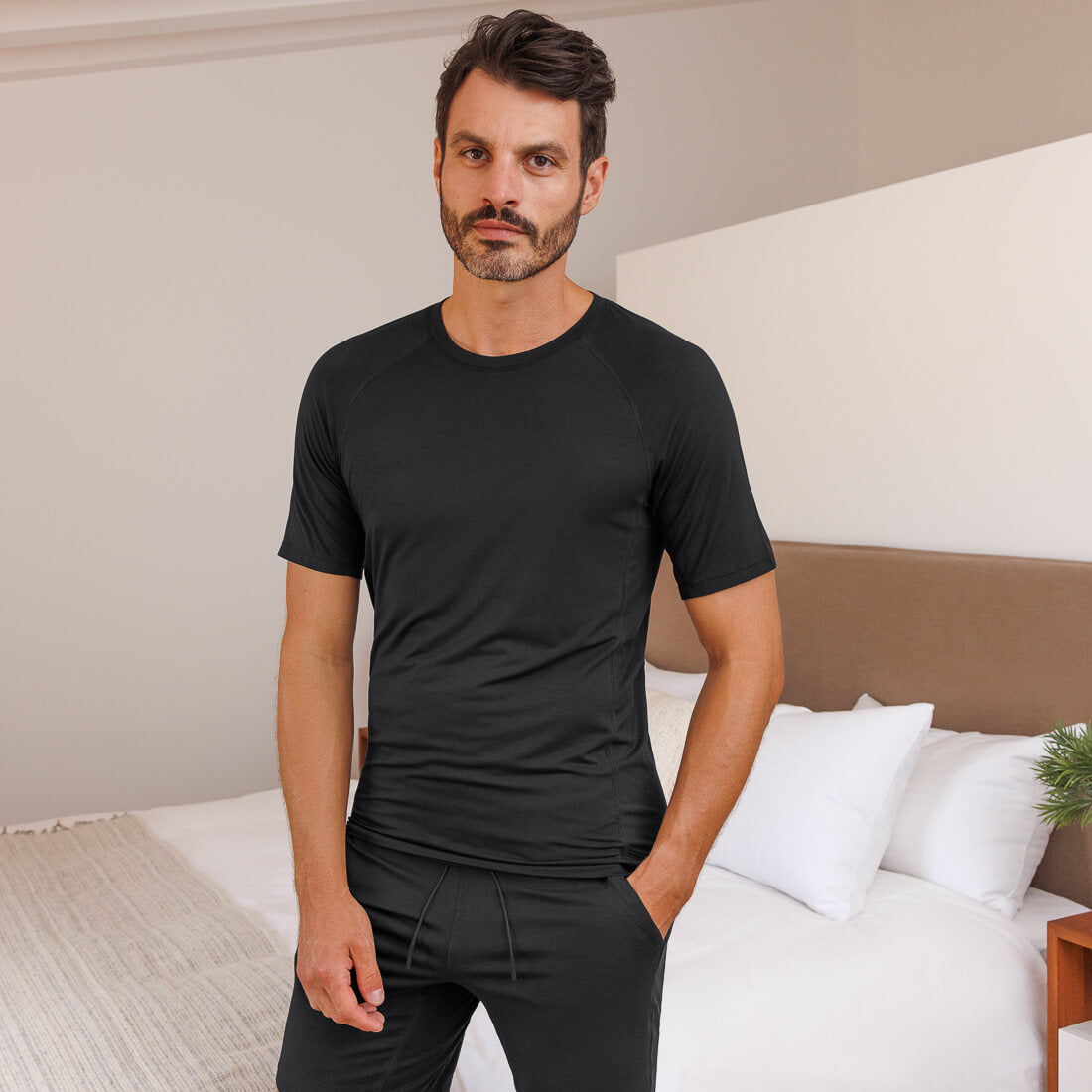Gift set short pajamas men || Black