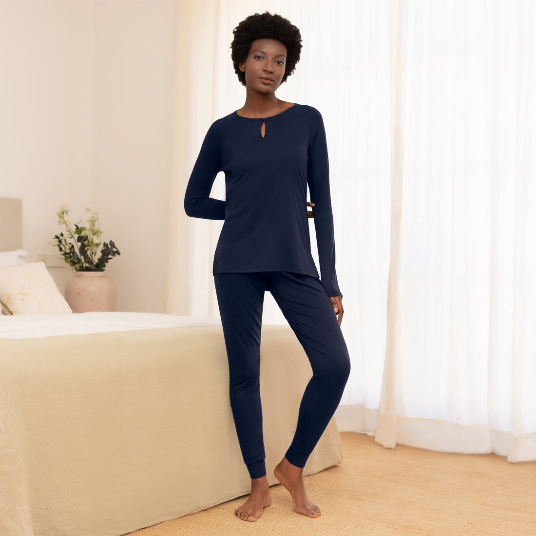 Cooling nightwear for women || Navy blue