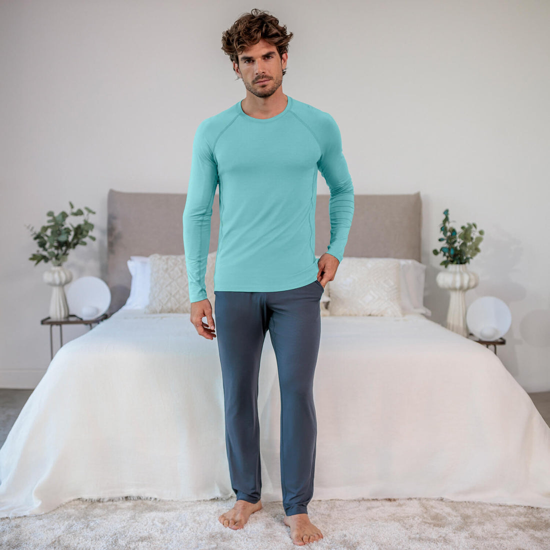 Long sleeve t-shirt men || Mineral green