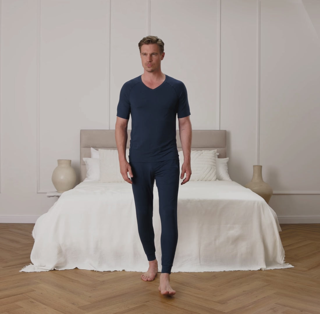 Moisture wicking pajamas top men || Midnight blue