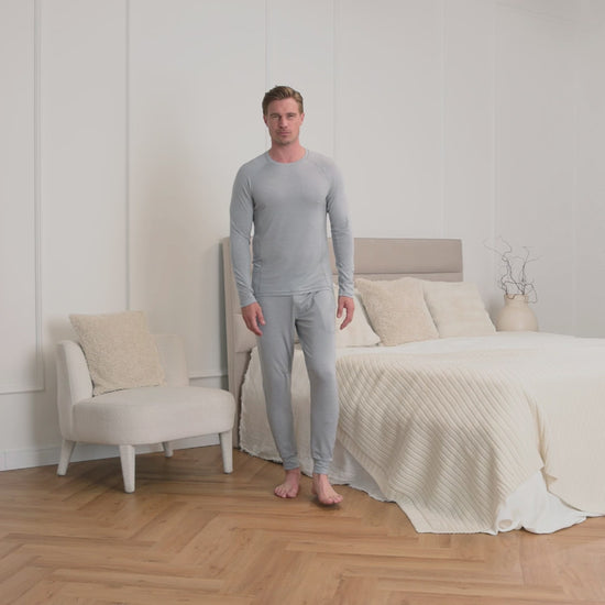 Thermal pajamas mens || Light grey melange