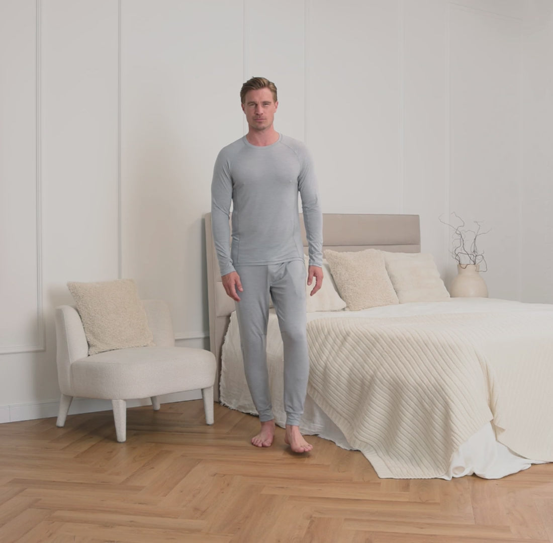 Thermal pajamas mens || Light grey melange