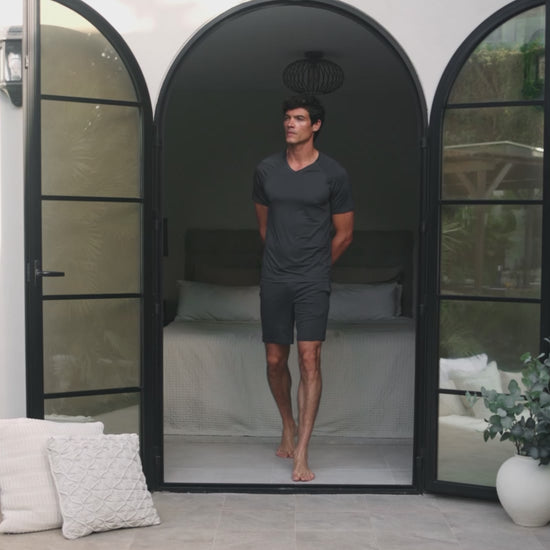 Cooling v-neck pajama t-shirt men || Cool grey