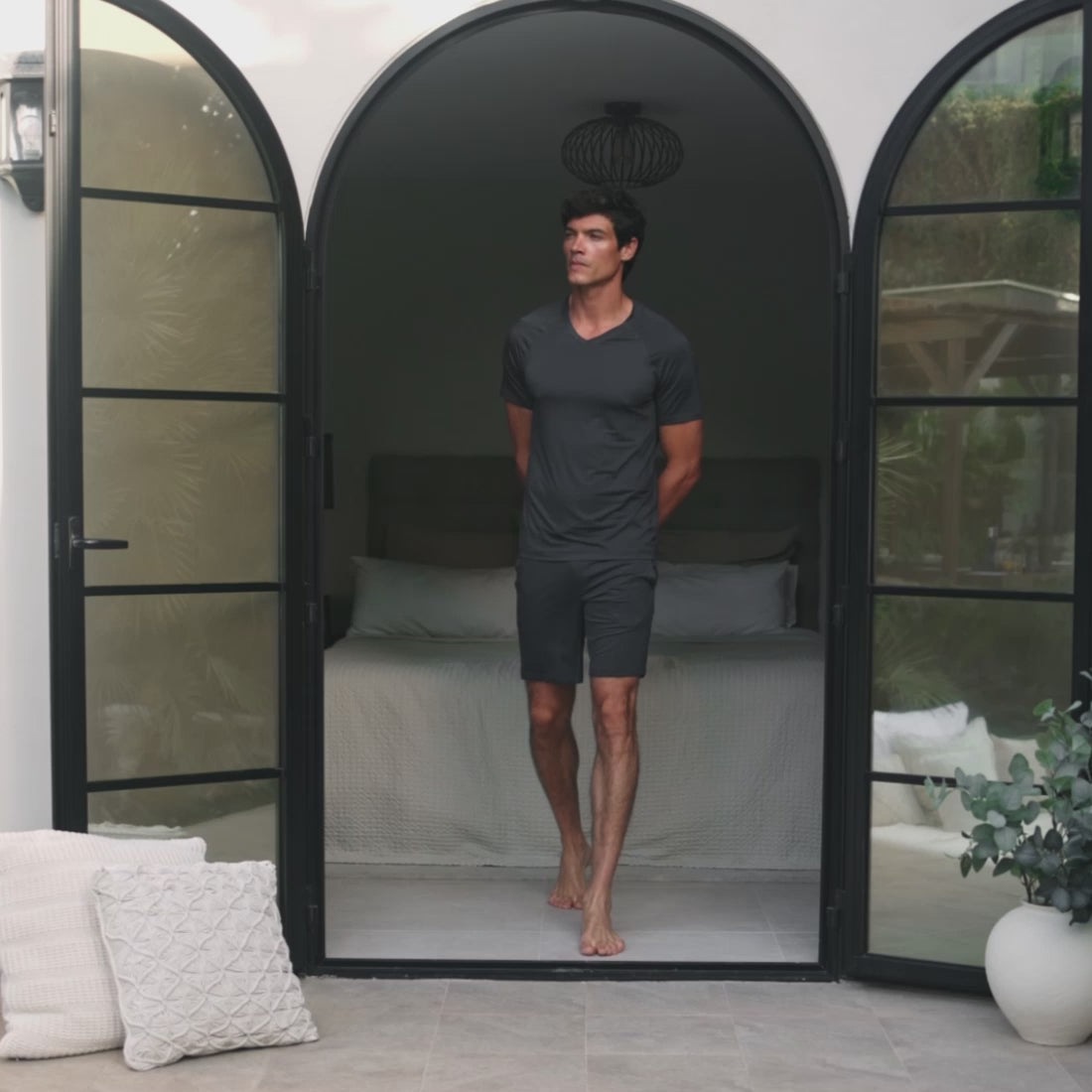 Cooling v-neck pajama t-shirt men || Cool grey