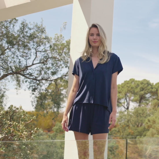 Cooling pajama shorts women || Navy blue