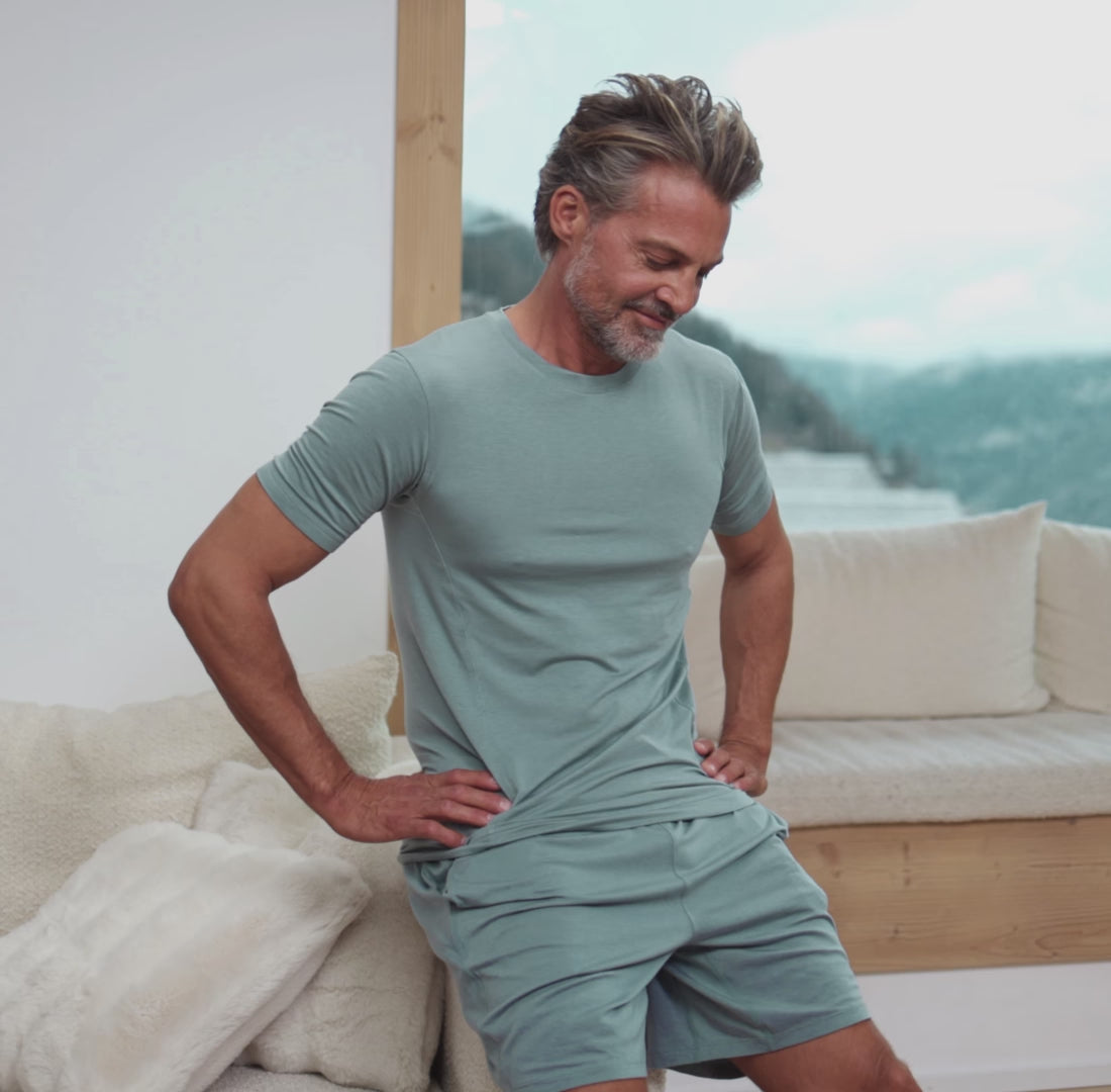 Collagen infused sleepwear for men || Frosted sage