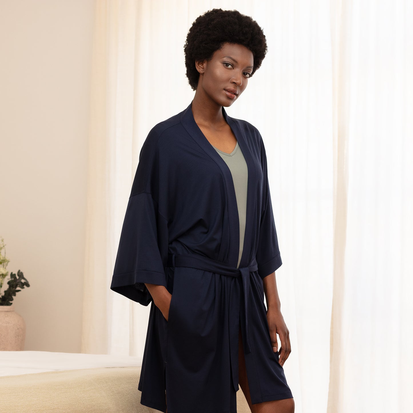 cooling relaxwear kimono zoom || Navy blue