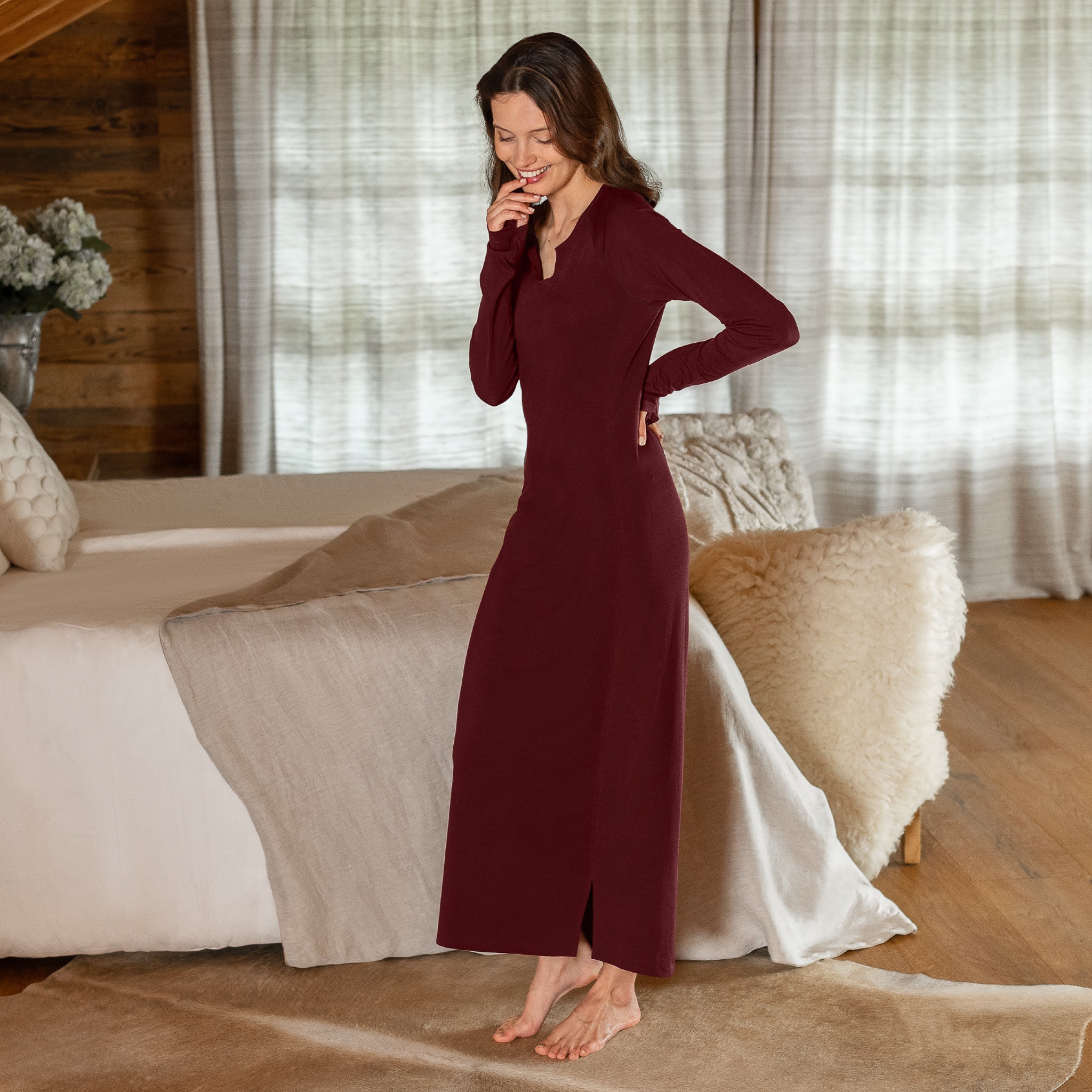 Buy Plus Size Black Side Slit Long Dress Online For Women
