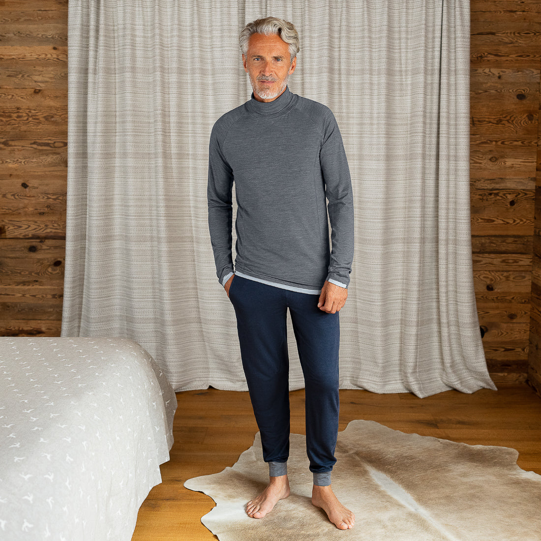 Wool pajamas for men || Dark grey melange