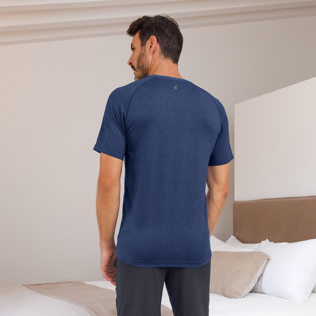 Muscle recovery black sleep t-shirt men || Stone blue
