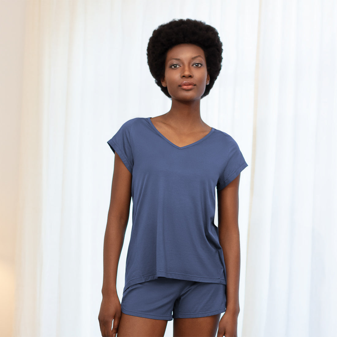 Women's cooling pajama t-shirt || Coastal blue